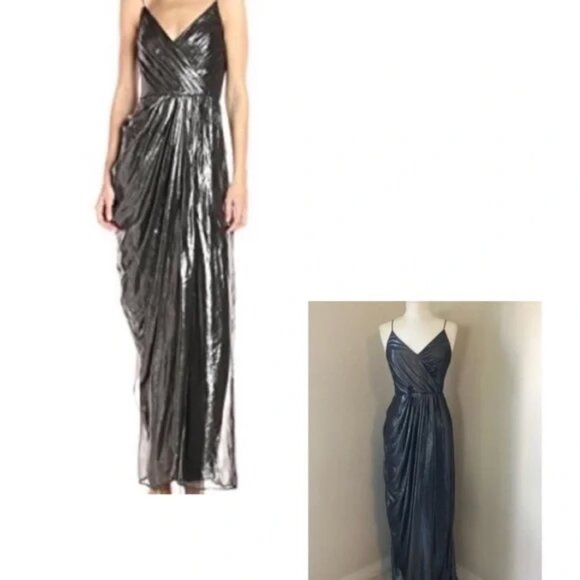 ❤️ Vera Wang Metallic Silver Gown - Picture 2 of 9